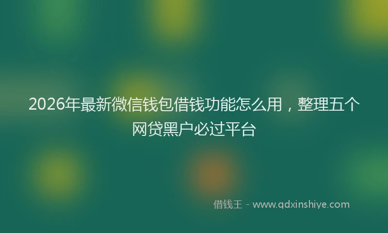 2026年最新微信钱包借钱功能怎么用，整理五个网贷黑户必过平台