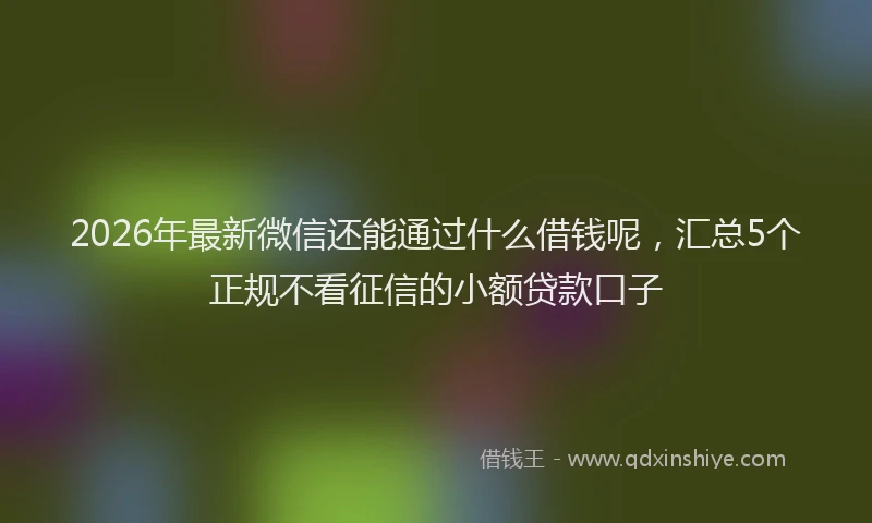 2026年最新微信还能通过什么借钱呢，汇总5个正规不看征信的小额贷款口子