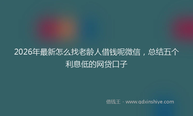 2026年最新怎么找老龄人借钱呢微信，总结五个利息低的网贷口子