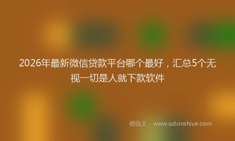 2026年最新微信贷款平台哪个最好，汇总5个无视一切是人就下款软件