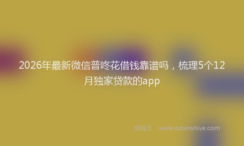 2026年最新微信普咚花借钱靠谱吗，梳理5个12月独家贷款的app