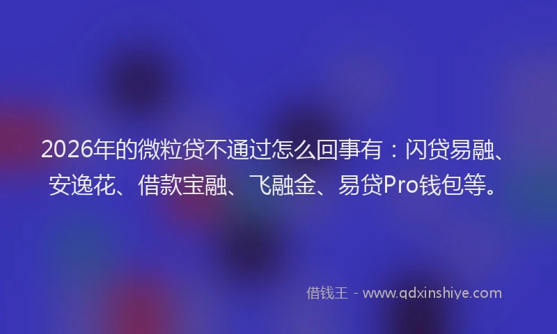 2026年的微粒贷不通过怎么回事有：闪贷易融、安逸花、借款宝融、飞融金、易贷Pro钱包等。