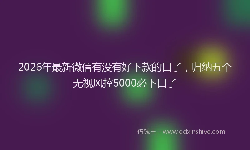 2026年最新微信有没有好下款的口子，归纳五个无视风控5000必下口子
