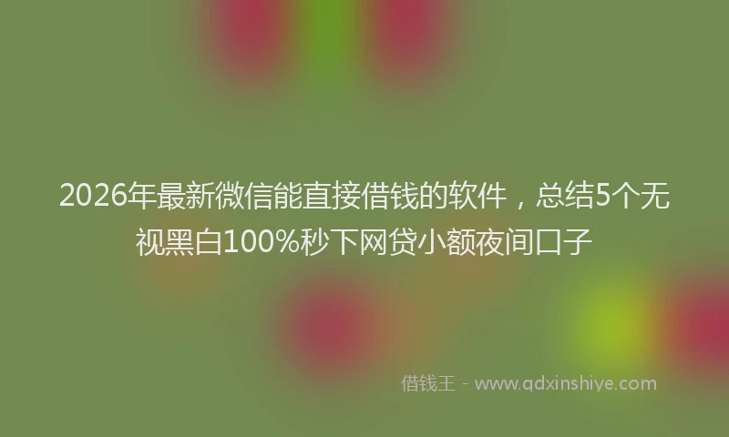 2026年最新微信能直接借钱的软件，总结5个无视黑白100%秒下网贷小额夜间口子