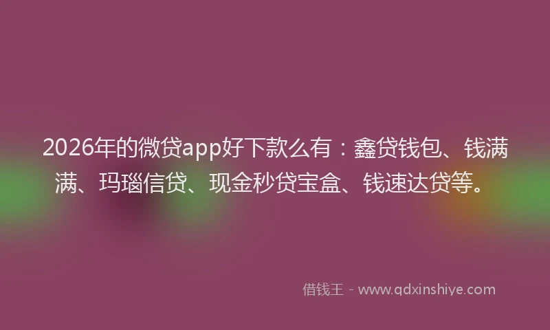 2026年的微贷app好下款么有：鑫贷钱包、钱满满、玛瑙信贷、现金秒贷宝盒、钱速达贷等。