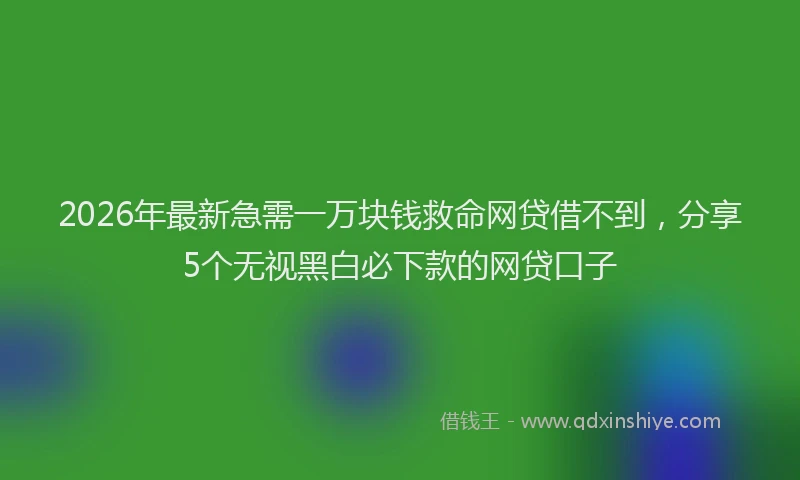2026年最新急需一万块钱救命网贷借不到，分享5个无视黑白必下款的网贷口子