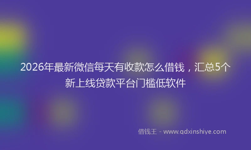 2026年最新微信每天有收款怎么借钱，汇总5个新上线贷款平台门槛低软件