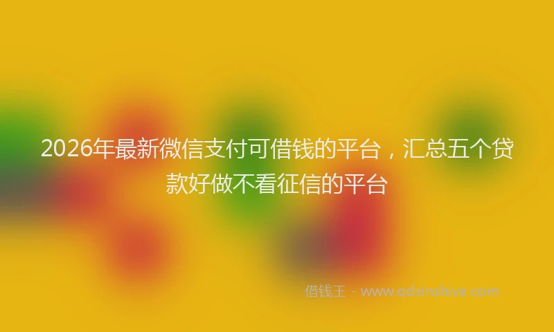 2026年最新微信支付可借钱的平台，汇总五个贷款好做不看征信的平台