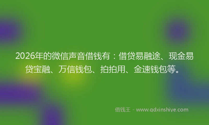 2026年的微信声音借钱有：借贷易融途、现金易贷宝融、万信钱包、拍拍用、金速钱包等。
