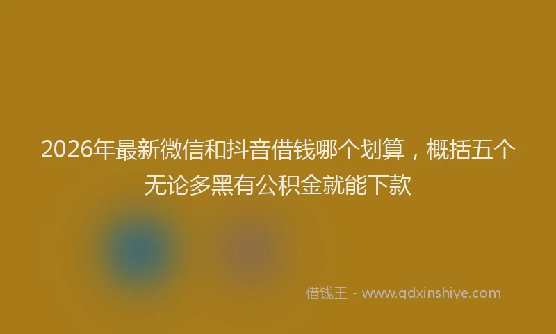 2026年最新微信和抖音借钱哪个划算，概括五个无论多黑有公积金就能下款