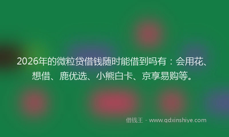 2026年的微粒贷借钱随时能借到吗有：会用花、想借、鹿优选、小熊白卡、京享易购等。