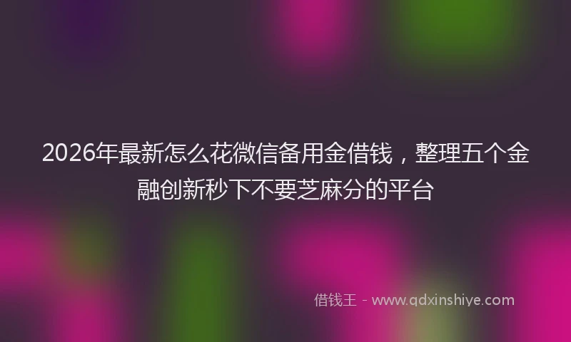2026年最新怎么花微信备用金借钱，整理五个金融创新秒下不要芝麻分的平台