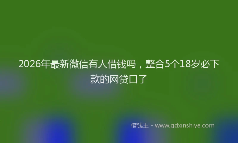 2026年最新微信有人借钱吗，整合5个18岁必下款的网贷口子