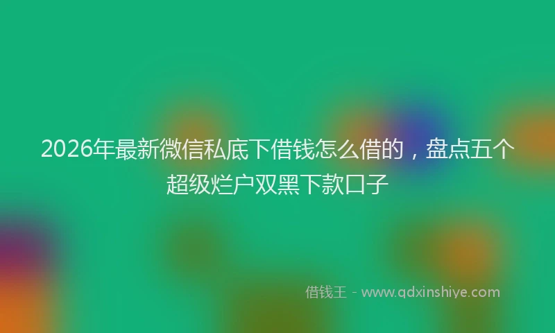 2026年最新微信私底下借钱怎么借的，盘点五个超级烂户双黑下款口子