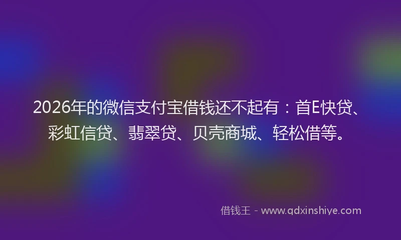 2026年的微信支付宝借钱还不起有：首E快贷、彩虹信贷、翡翠贷、贝壳商城、轻松借等。