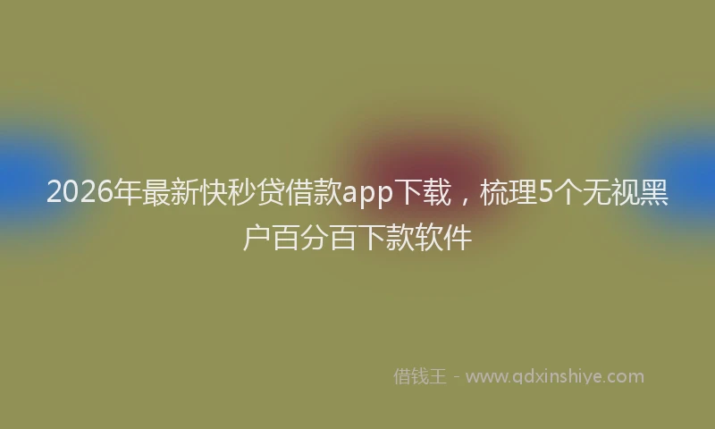 2026年最新快秒贷借款app下载，梳理5个无视黑户百分百下款软件