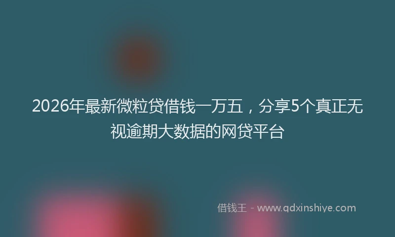 2026年最新微粒贷借钱一万五，分享5个真正无视逾期大数据的网贷平台