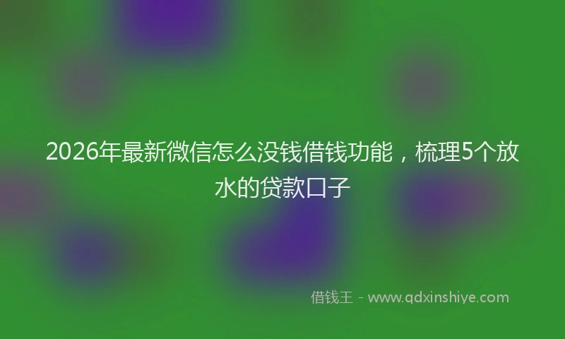 2026年最新微信怎么没钱借钱功能，梳理5个放水的贷款口子