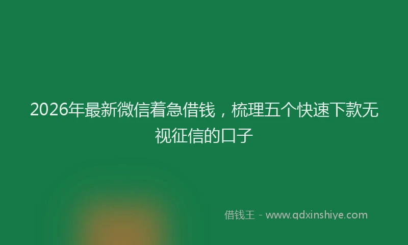 2026年最新微信着急借钱，梳理五个快速下款无视征信的口子