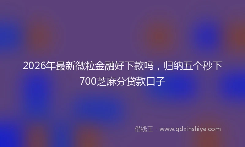 2026年最新微粒金融好下款吗，归纳五个秒下700芝麻分贷款口子