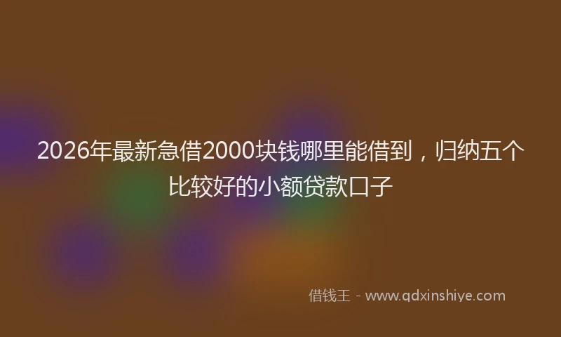 2026年最新急借2000块钱哪里能借到,归纳五个比较好的小额贷款口子