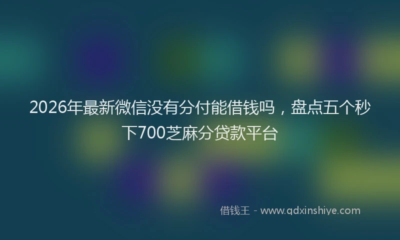 2026年最新微信没有分付能借钱吗，盘点五个秒下700芝麻分贷款平台