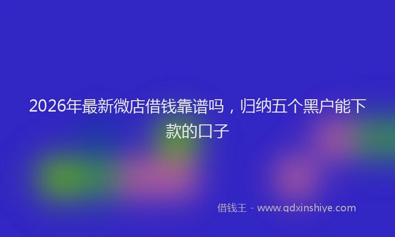 2026年最新微店借钱靠谱吗，归纳五个黑户能下款的口子