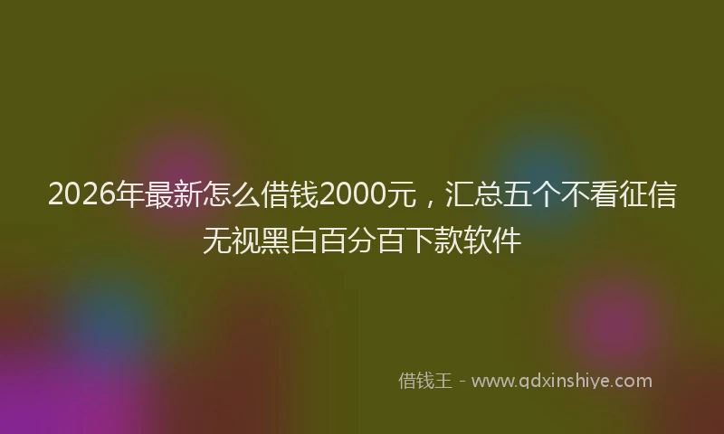 2026年最新怎么借钱2000元，汇总五个不看征信无视黑白百分百下款软件