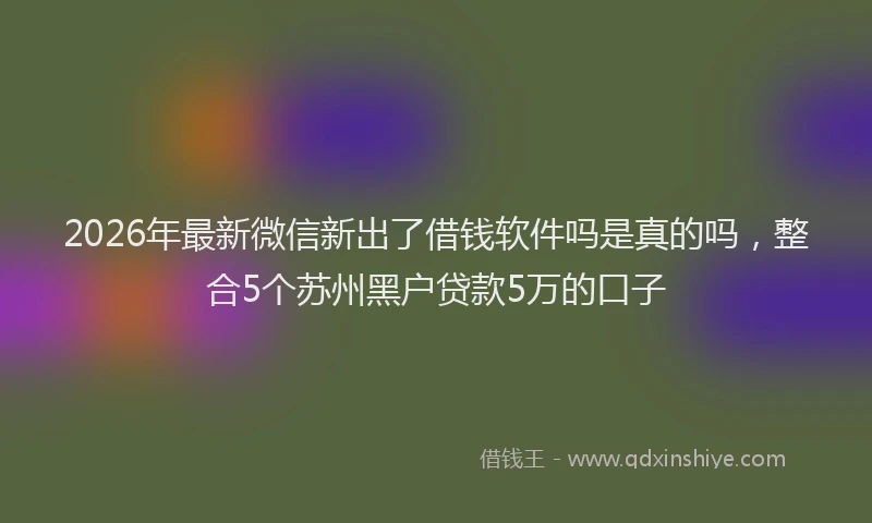 2026年最新微信新出了借钱软件吗是真的吗，整合5个苏州黑户贷款5万的口子