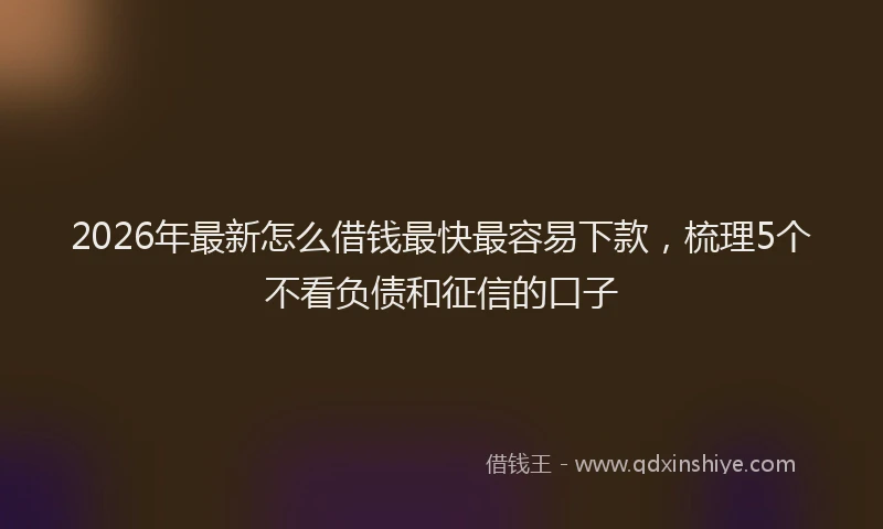 2026年最新怎么借钱最快最容易下款，梳理5个不看负债和征信的口子