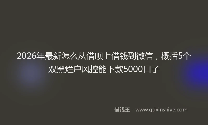 2026年最新怎么从借呗上借钱到微信，概括5个双黑烂户风控能下款5000口子