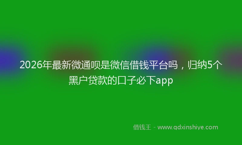 2026年最新微通呗是微信借钱平台吗，归纳5个黑户贷款的口子必下app