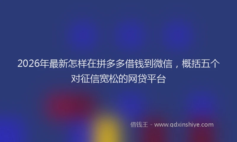 2026年最新怎样在拼多多借钱到微信，概括五个对征信宽松的网贷平台