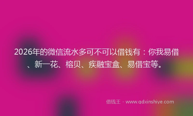 2026年的微信流水多可不可以借钱有：你我易借、新一花、榕贝、疾融宝盒、易借宝等。