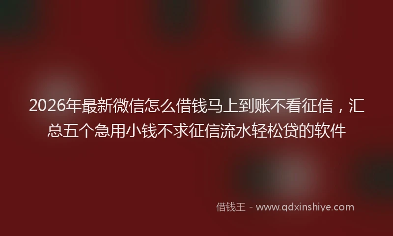 2026年最新微信怎么借钱马上到账不看征信，汇总五个急用小钱不求征信流水轻松贷的软件
