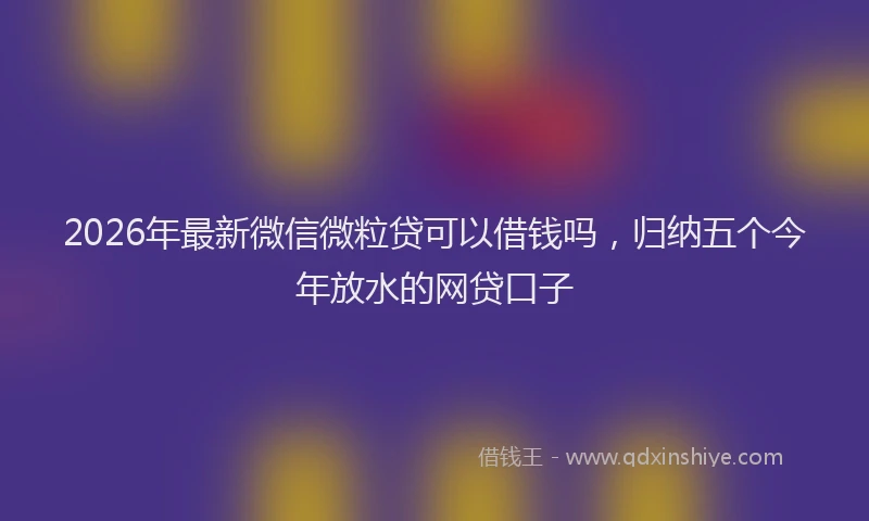 2026年最新微信微粒贷可以借钱吗，归纳五个今年放水的网贷口子