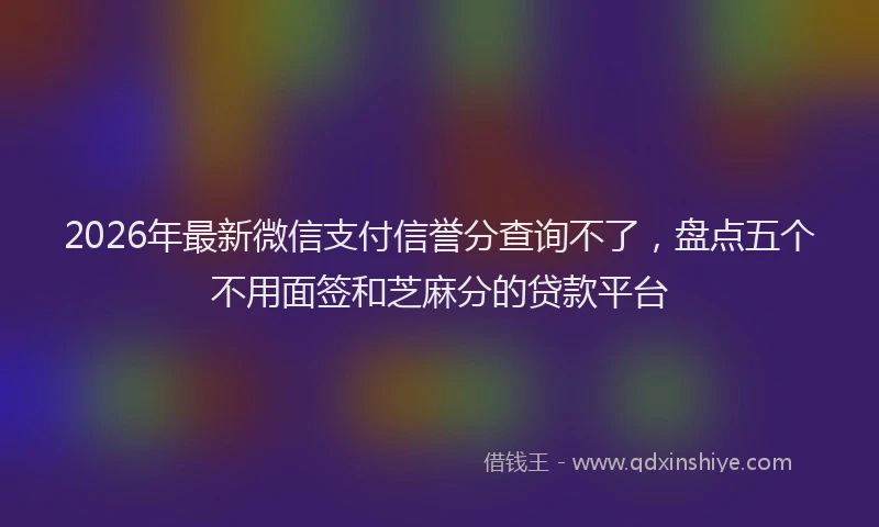 2026年最新微信支付信誉分查询不了，盘点五个不用面签和芝麻分的贷款平台