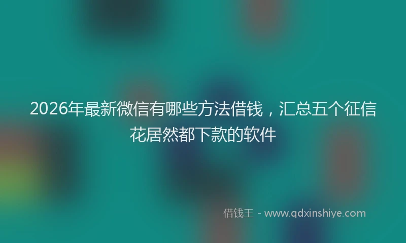 2026年最新微信有哪些方法借钱，汇总五个征信花居然都下款的软件