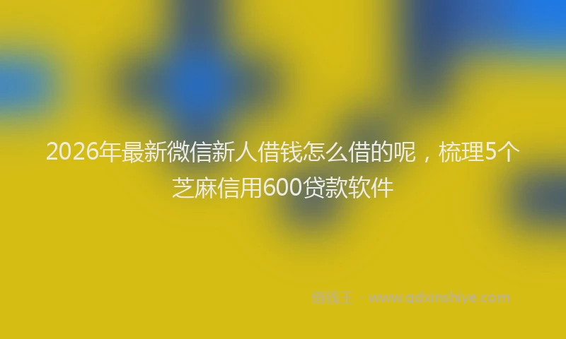 2026年最新微信新人借钱怎么借的呢，梳理5个芝麻信用600贷款软件