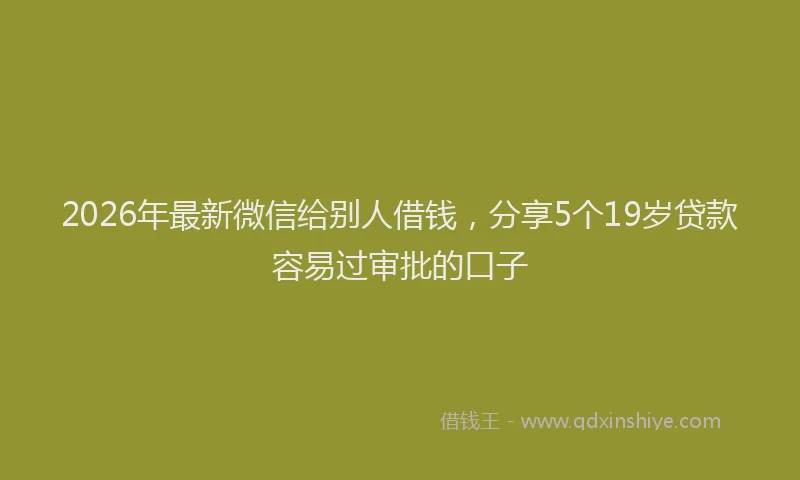 2026年最新微信给别人借钱，分享5个19岁贷款容易过审批的口子