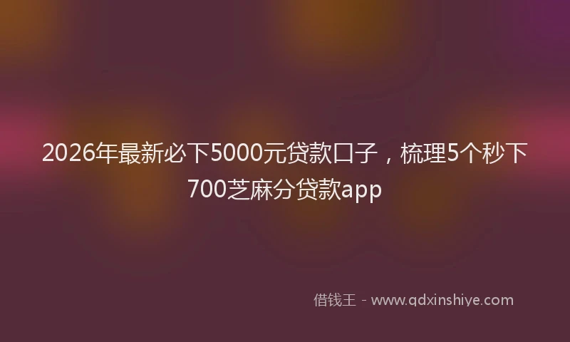 2026年最新必下5000元贷款口子，梳理5个秒下700芝麻分贷款app