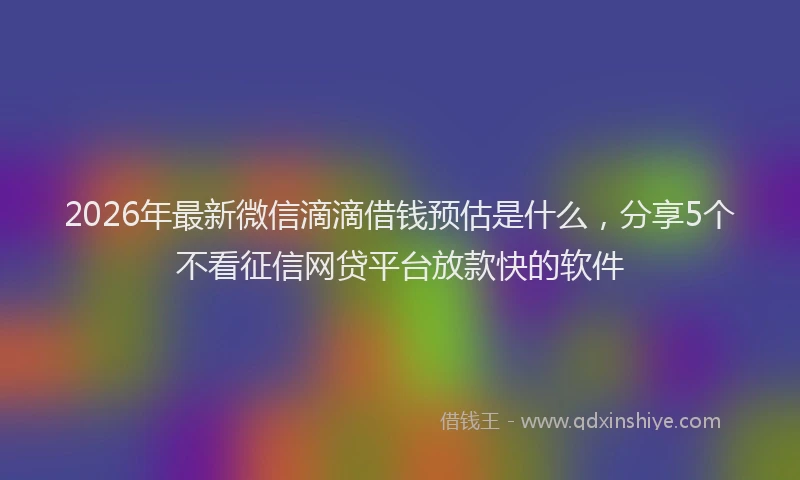 2026年最新微信滴滴借钱预估是什么，分享5个不看征信网贷平台放款快的软件