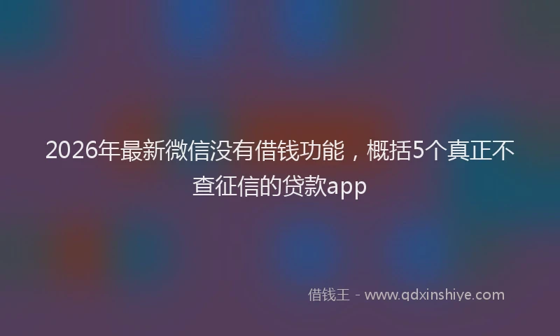 2026年最新微信没有借钱功能，概括5个真正不查征信的贷款app
