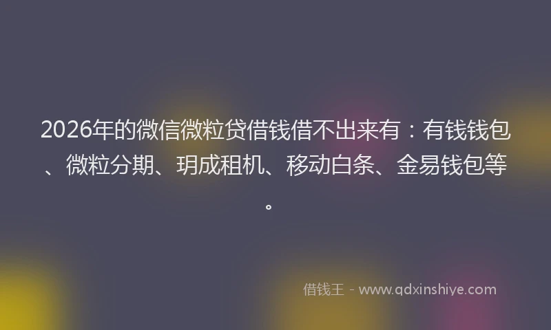 2026年的微信微粒贷借钱借不出来有：有钱钱包、微粒分期、玥成租机、移动白条、金易钱包等。