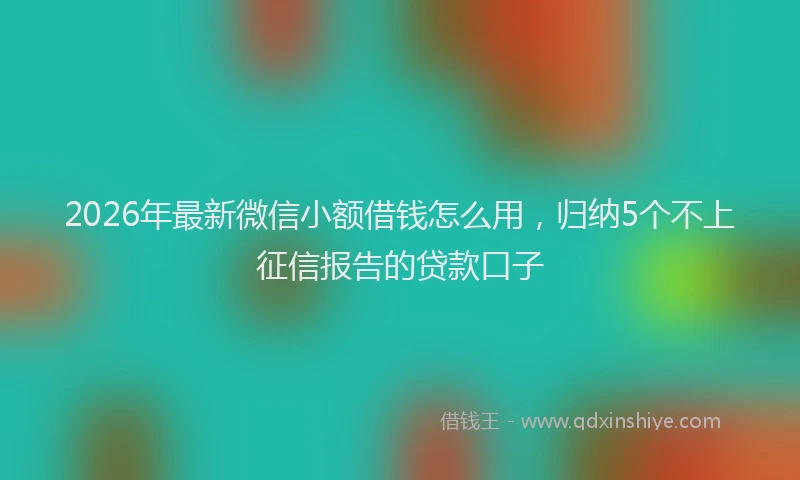 2026年最新微信小额借钱怎么用，归纳5个不上征信报告的贷款口子