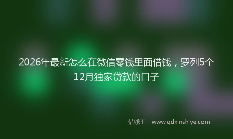 2026年最新怎么在微信零钱里面借钱，罗列5个12月独家贷款的口子