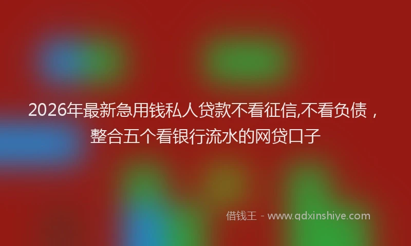 2026年最新急用钱私人贷款不看征信,不看负债，整合五个看银行流水的网贷口子