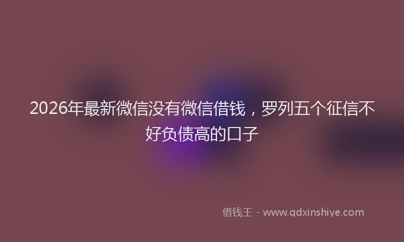 2026年最新微信没有微信借钱，罗列五个征信不好负债高的口子