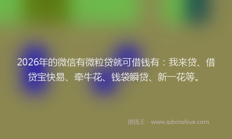 2026年的微信有微粒贷就可借钱有：我来贷、借贷宝快易、牵牛花、钱袋瞬贷、新一花等。