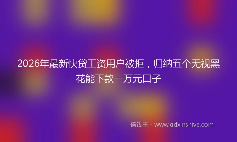 2026年最新快贷工资用户被拒，归纳五个无视黑花能下款一万元口子